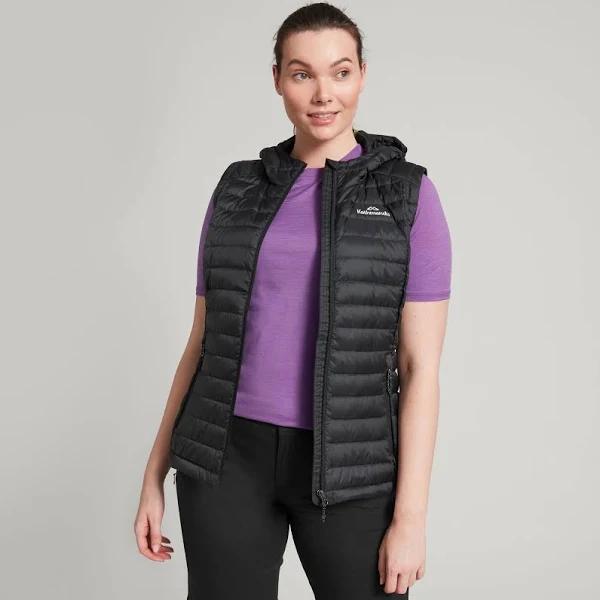 Kathmandu Heli Women's 600 Fill Hooded Lightweight Down Vest | Black Puffer Vest - 10