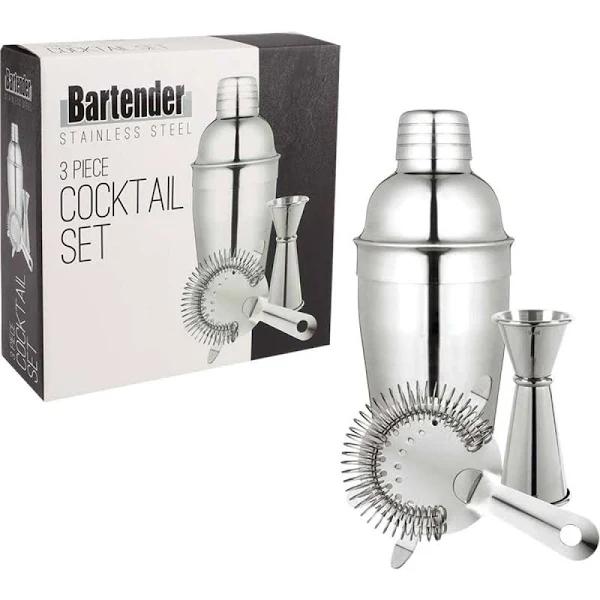 Bartender 3 Piece Stainless Steel Cocktail Set