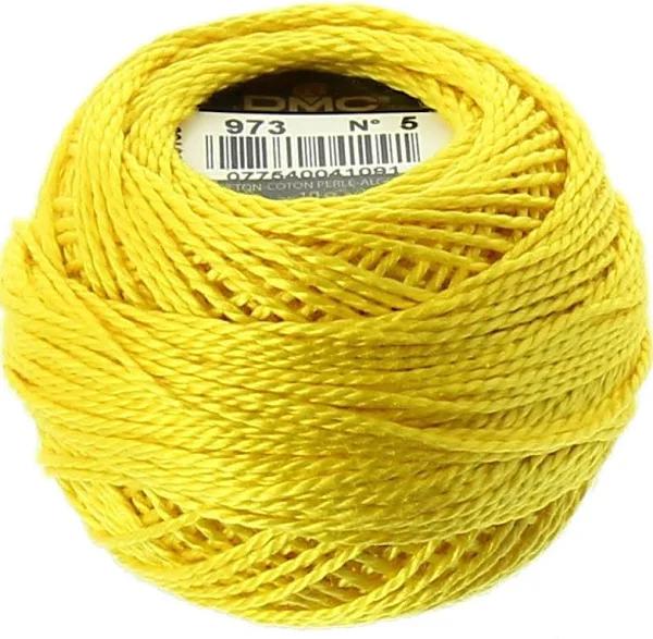 DMC Perle 5 Cotton #973 Bright Canary Yellow 10g Ball 45m