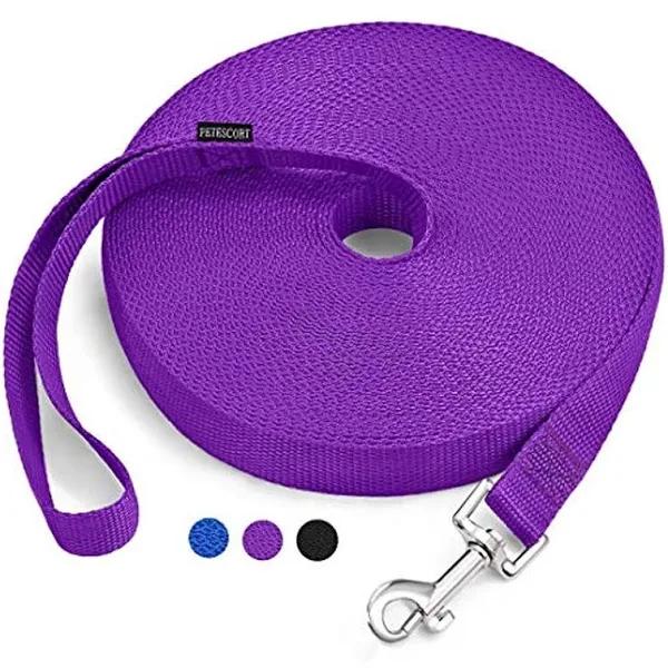 15ft 20ft 30ft 50ft Long Lead-Training Leash/Long Line Dog Leash Great For Dog/Puppy Training,Play,Camping,Extra Long Dog Leash(15 Feet,Purpule)