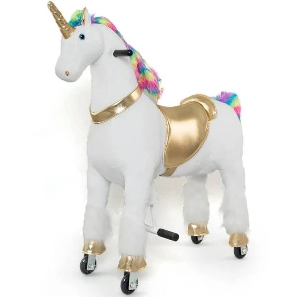 Little Riders Unicorn Ride On Animal Toy For Kids, Rainbow - Large