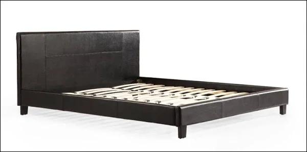 King Bed Frame Black PU Leather