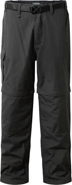 Craghoppers Mens Kiwi Convertible Trousers Black Pepper 30s Polyester Cotton Mens Trousers