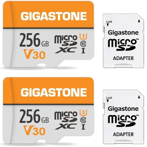 Gigastone 256GB 2-Pack Micro SD Card, 4K Video Pro, GoPro, Surveillance, Security Camera, Action Camera, Drone, 100MB/s MicoSDXC Memory Card UHS-I V3