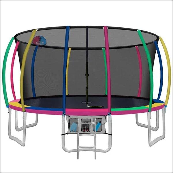 Everfit 16ft Trampoline Round Trampolines With Basketball Hoop - Multi-Coloured