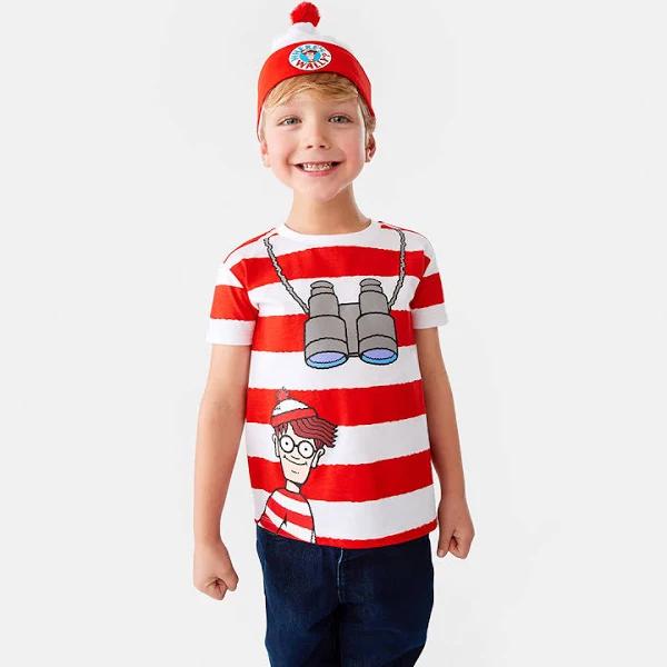 Kmart Where's Wally License Character Print T-Shirt and Beanie - Wally Size: 6