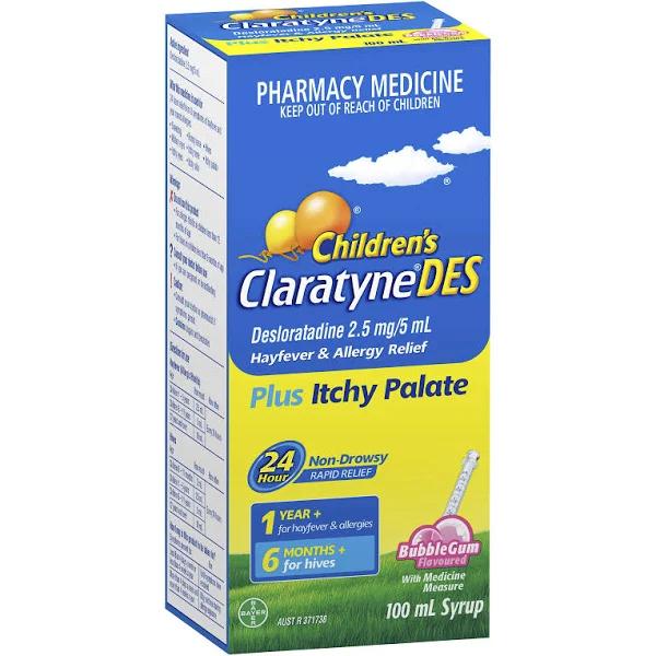 Claratyne Children's ClaratyneDES Hayfever & Allergy Relief Bubblegum Syrup For Kids 100ml