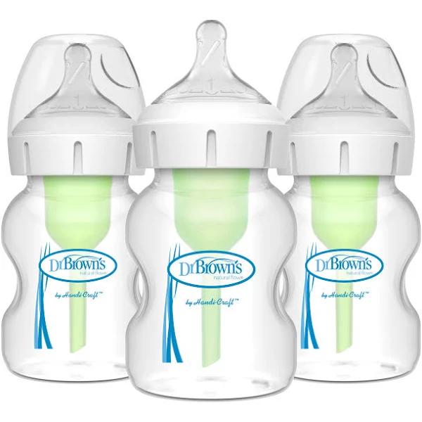 Dr. Brown's 5oz Anti-Colic Options+ Wide-Neck Baby Bottle with Level 1 Slow Flow Nipple - 3pk - 0m+