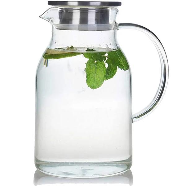 Karafu Glass Pitcher with Lid, 68oz Heat Resistant Water Jug for Hot/Cold Water, Ice Tea and Juice Beverage Clear