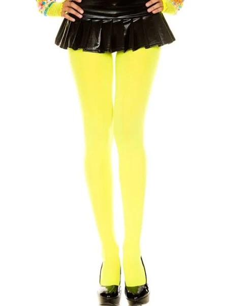 Music Legs 747-NYELLOW Opaque Tights - Neon Yellow