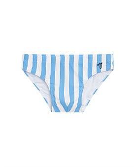 David Jones Vacay Swimwear Mykonos Swim Brief in Light Blue/White, Size Small