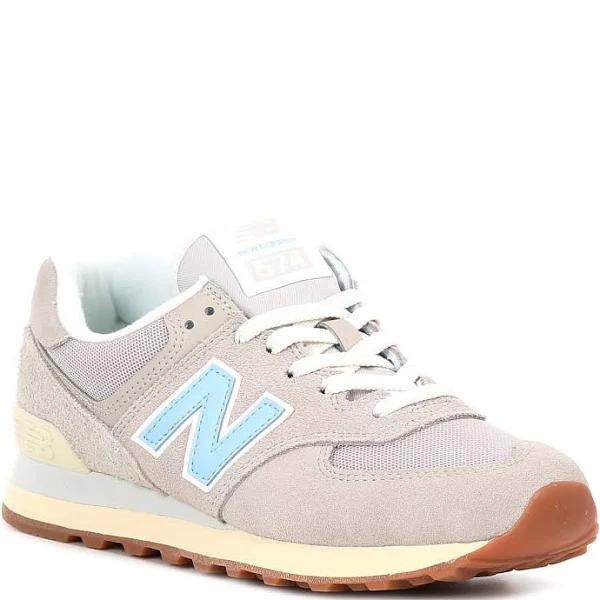 New Balance Gray & Blue 574 Sneakers