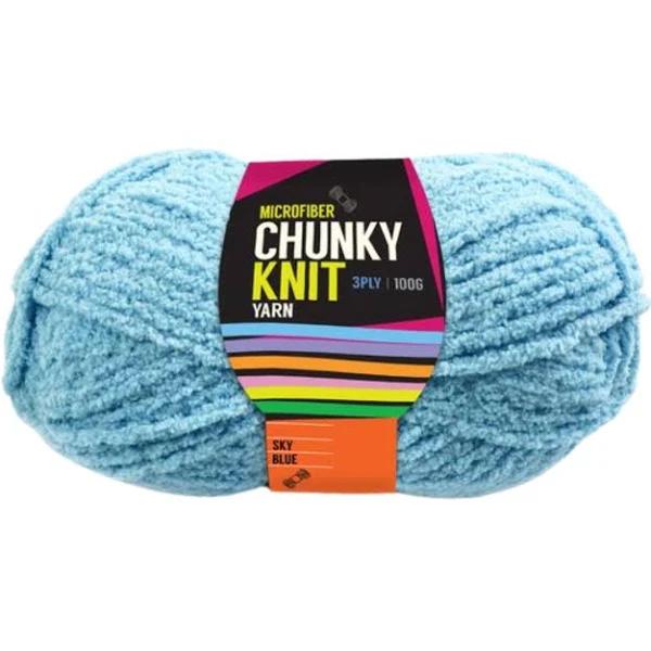 1pce Chunky Knit Yarn 100g - Sky Blue - Macrame Cord 3 Ply Microfiber