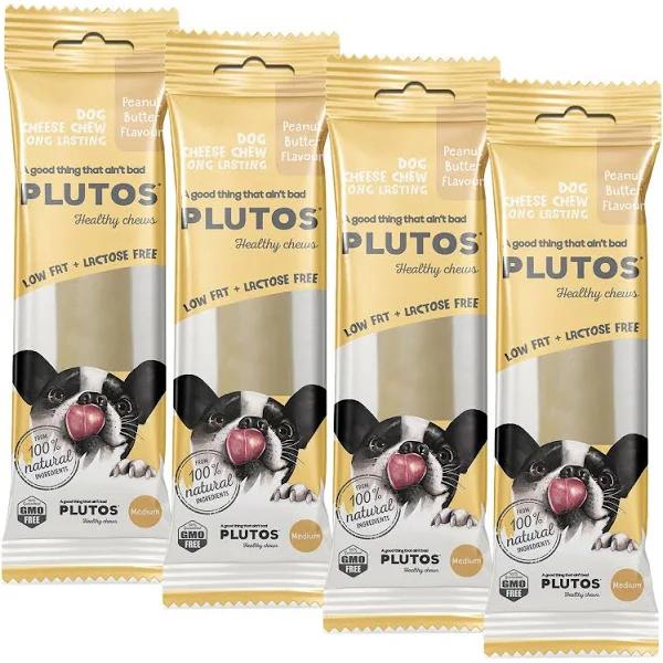 Plutos Healthy Chews Cheese and Peanut Butter Long Lasting Healthy Chew Medium Treat For Dogs 240gm by Budget Pet Products