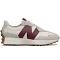 New Balance White & Burgundy 327 Sneakers