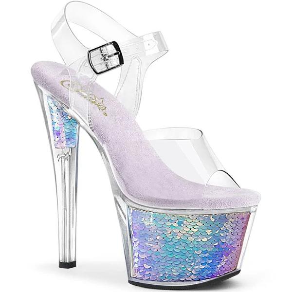 Pleaser SKY-308MC Clear/Lavender Hologram Inserts Size 8