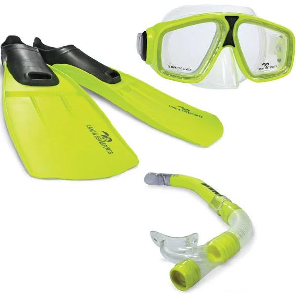 Land & Sea Adventurer Snorkel Mask & Fins Set - Yellow - M