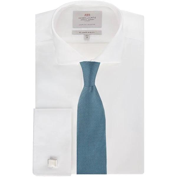 Hawes & Curtis Men's White Poplin Slim Fit Business Shirt