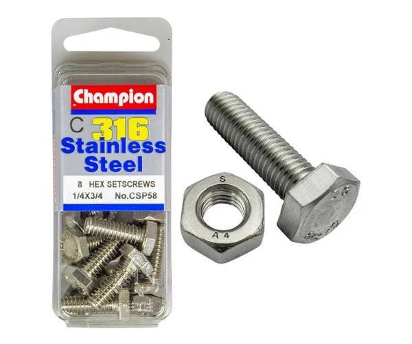 Champion Hex Screw Set 5/16 x 1in 5/16 x 1in