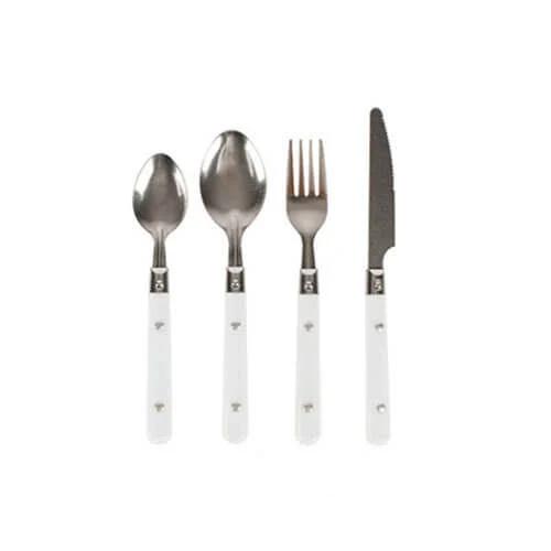 Cockatoo Camping Stainless Steel Cutlery Set w/ Bag - White/Silver 24pc