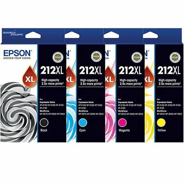 Original Epson 212XL Black Cyan Yellow Magenta Ink Cartridge Toner 4 Colours Value Pack