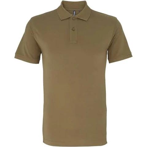 Asquith & Fox Mens Plain Short Sleeve Polo Shirt Khaki Mens Polo Shirt