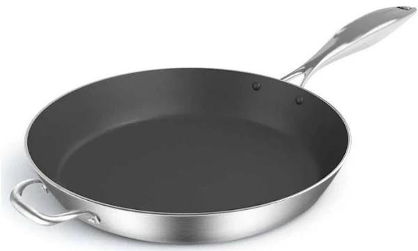 SOGA Stainless Steel Fry Pan 34cm Frying Pan Induction Frypan Non Stick Interior