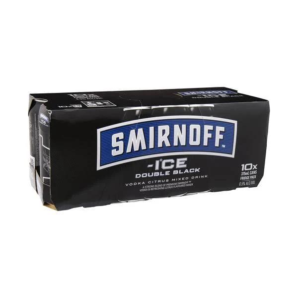 Smirnoff Ice Double Black Can Cans 375ml X10 Pack