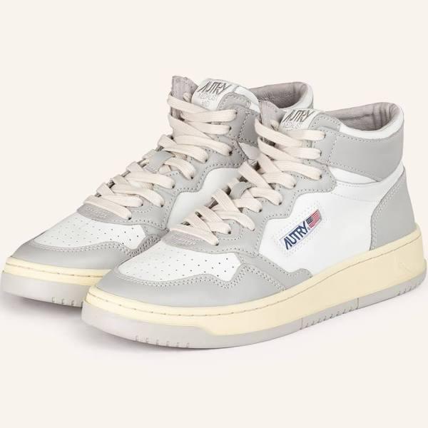 Autry Medalist Mid Sneakers in White/Light Grey