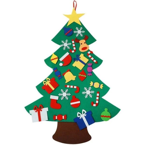 OliandOla Felt Christmas Tree Set DIY With Removable Ornaments Xmas Hand Craft Decorations