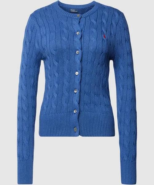 Polo Ralph Lauren Cable-Knit Cotton Crewneck Cardigan Gem Blu XS