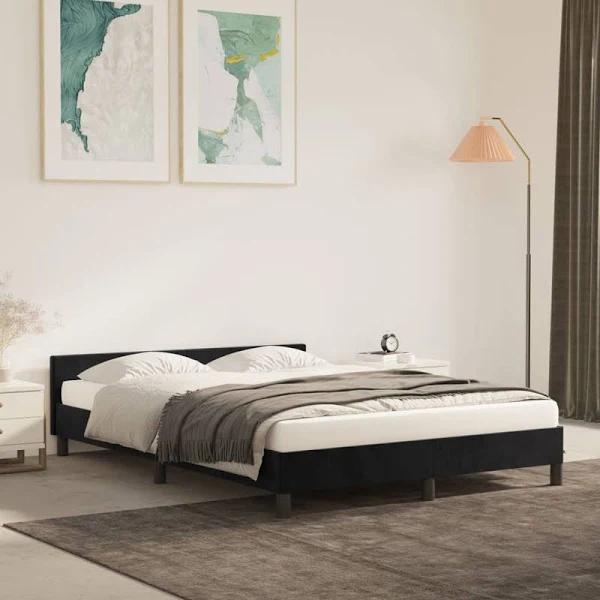 Bed Frame with Headboard Black 137x187 cm Double Velvet vidaXL