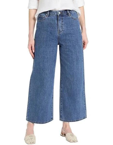 David Lawrence Jude Wide Leg Crop Jeans in Flat Blue 16