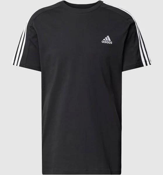 Adidas Mens Essentials Single Jersey 3-Stripes Tee Black/White XL