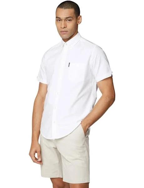 Ben Sherman Signature Organic Oxford Short Sleeve Shirt in White M