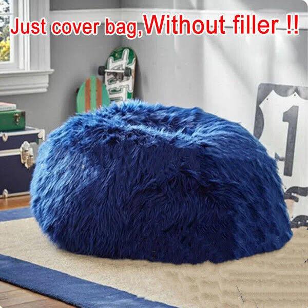 Bean Bag Cover Soft Fluffy White Fauxfurniture Chair Cozy Sofa Cute