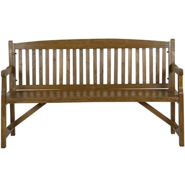 HortiKraft Wooden Garden Bench Outdoor Furniture 3-Seater Lounge Patio Natural Wood