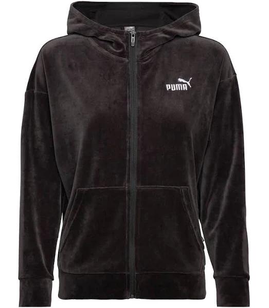 Puma Elevated Essentials Velour Full Zip Hoodie - Black - XS