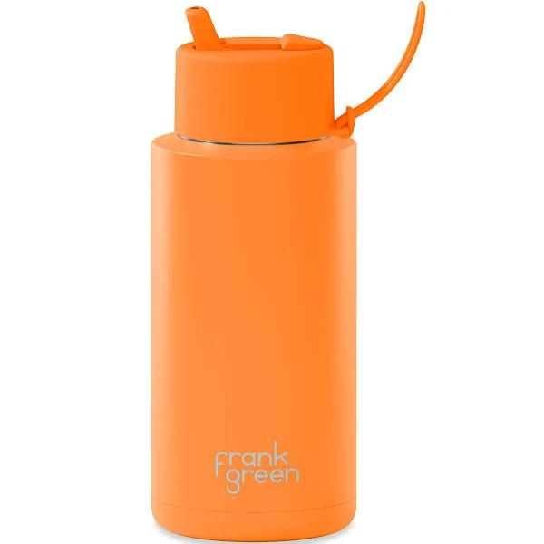 Ceramic Reusable Bottle - 34oz 1,000ml - Neon Orange - Frank Green