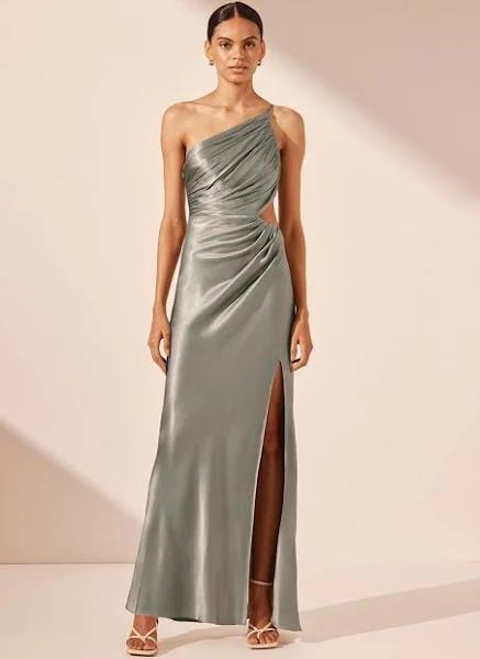 SHONA Joy La Lune Asymmetrical Gathered Maxi Dress - Sage