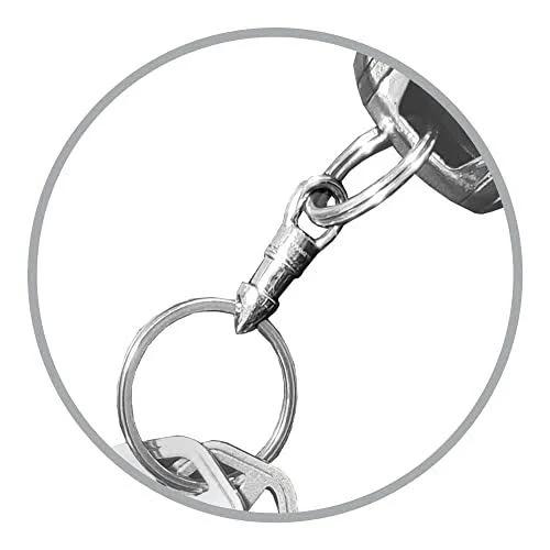 KeySmart Keyconnect Mini Carabiner Clip With Swivel Clasp Lobster Hook - Stainless Steel Small Locking Carabiner Keychain Connector - Swivel