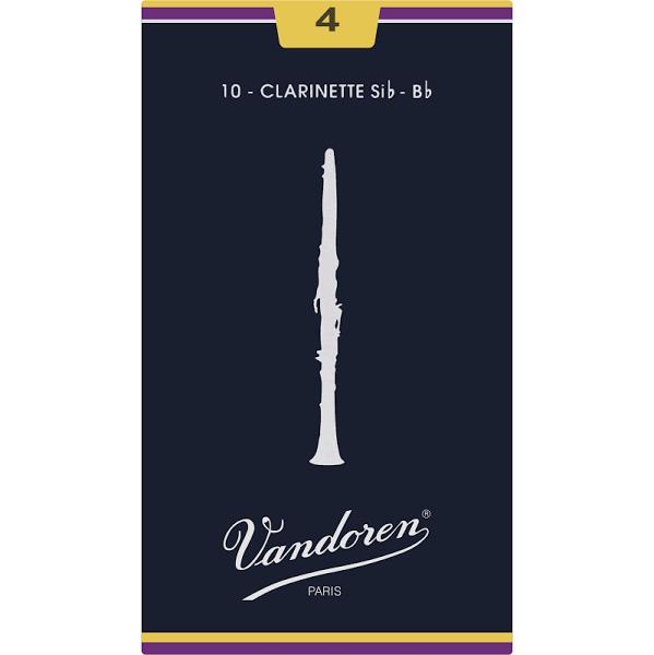 Vandoren CR104 Bb Clarinet Traditional Reeds Strength 4; Box of 10