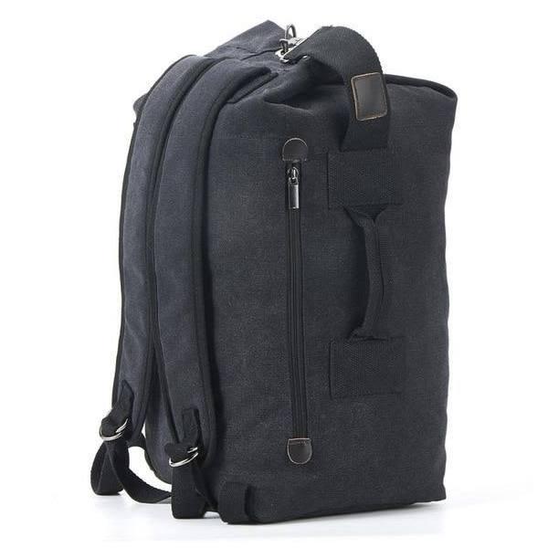 'The Military' - Canvas Duffel Backpack, Modern Black / Large