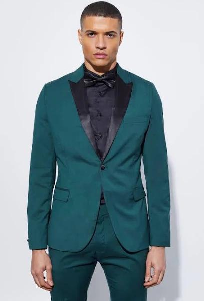 Mens Forest Skinny Tuxedo Single Breasted Suit Jacket