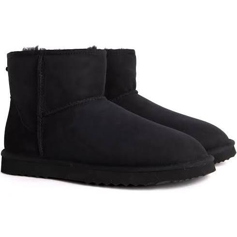 UGG Boots Men Large Size Short Classic, Australia Premium Double Face Sheepskin Black / 46