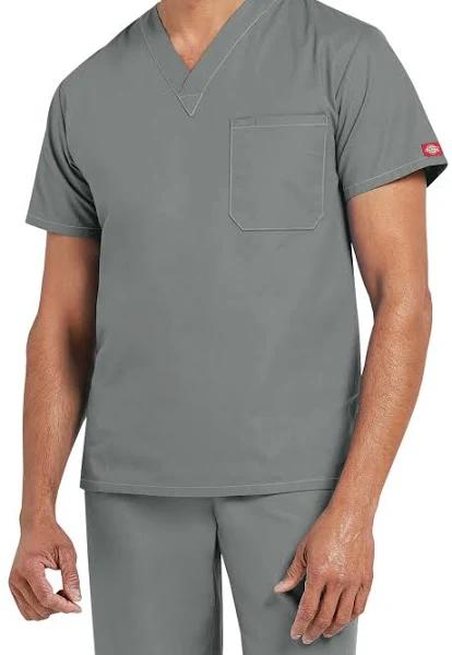 Dickies EDS Signature Scrubs Unisex V-Neck Top - L - Grey