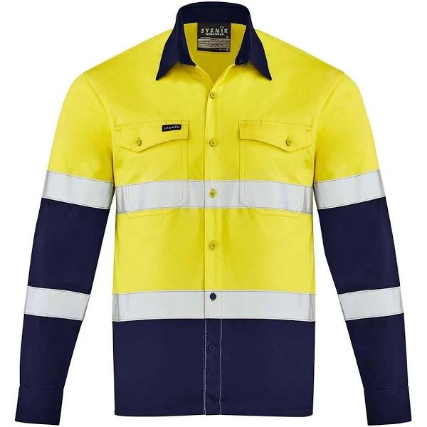 Syzmik Mens Lightweight Bio Motion Shirt ZW520 Yellow/Navy / XS