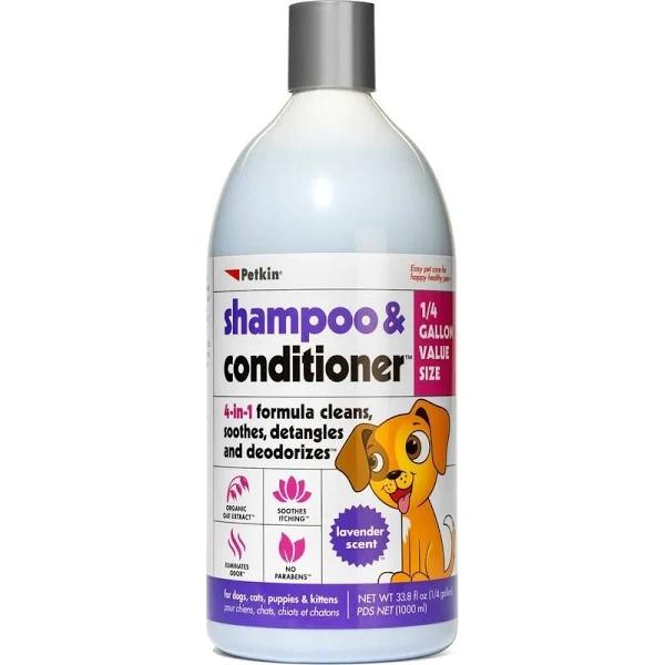 Petkin Shampoo & Conditioner Lavender For Dogs Cats Puppies & Kittens 1L