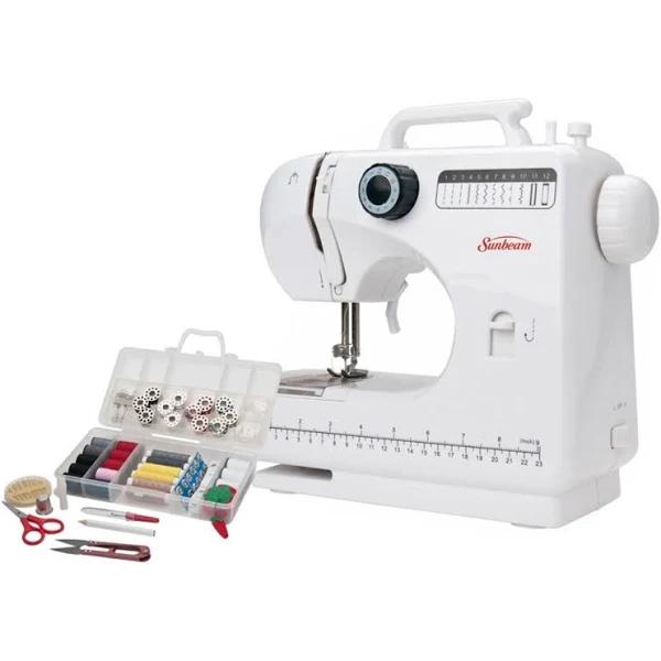 Sunbeam Compact Sewing Machine & Home Essentials Sewing Kit-White