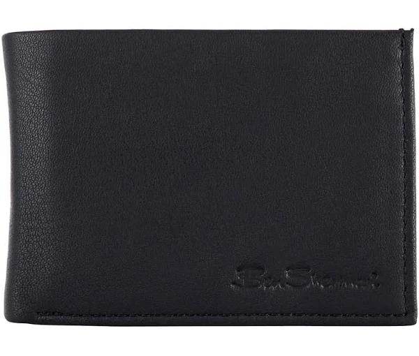 Ben Sherman Leather Bifold Wallet with Coin Pocket One Size Black